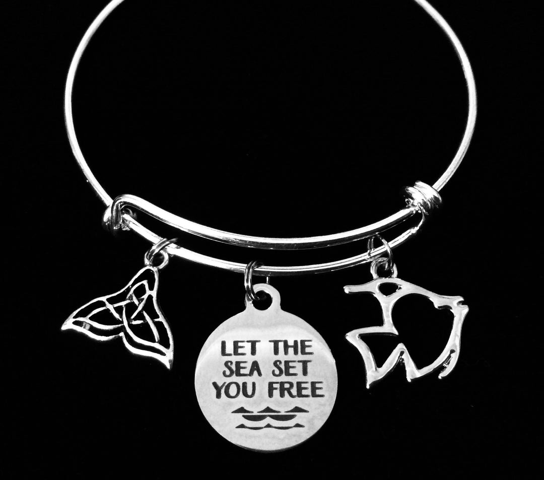 Let the Sea Set you Free Expandable Charm Bracelet Nautical