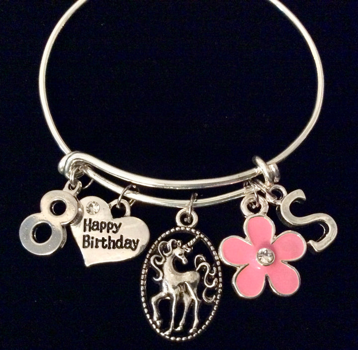 Birthday Girl 8 Years Old Child Size Adjustable Expandable Unicorn Charm Bracelet Kid&