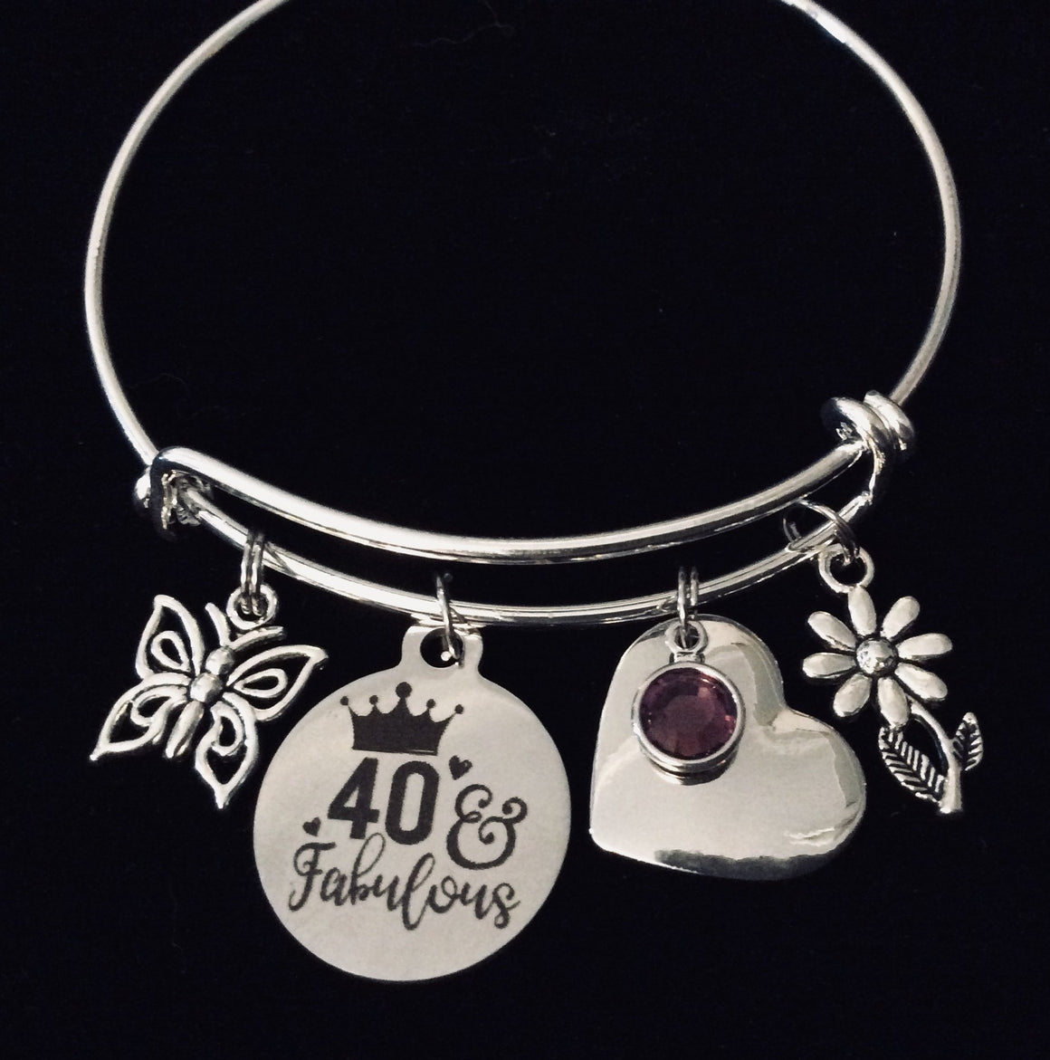 Women's Charm Bracelet Forty And Fabulous 40th Birthday Jewelry 