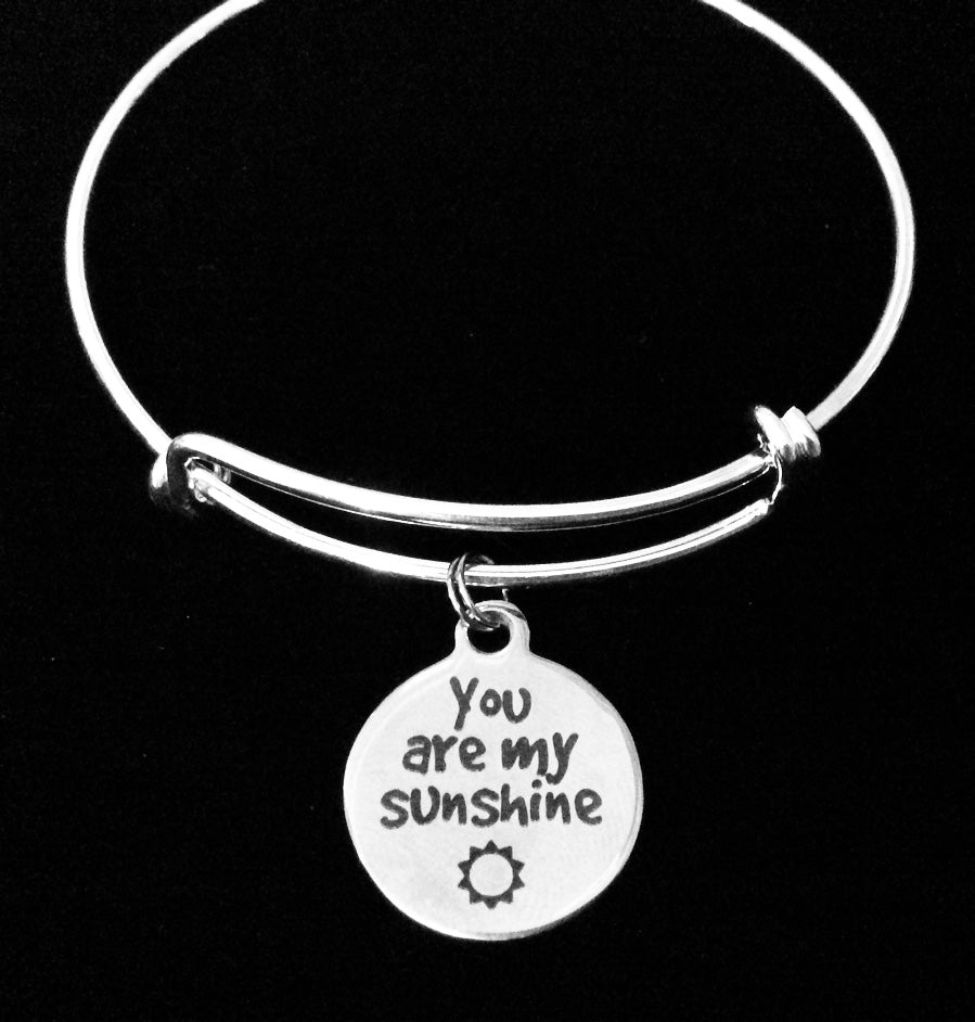 You are My Sunshine Jewelry Silver Expandable Charm Bracelet Adjustable Bangle One Size Fits All Gift