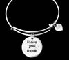 I Love You More Jewelry Silver Expandable Charm Bracelet Adjustable Bangle One Size Fits All Gift