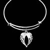 Angel Wings Silver Expandable Charm Bracelet Adjustable Bangle One Size Fits All Gift