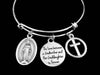 The Love Between a Godmother and Goddaughter is Forever Expandable Charm Bracelet Adjustable Bangle Gift Miraculous Mary Cross
