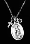 Personalized Saint Dymphna Necklace Stainless Steel Birthstone Jewelry Catholic Medal Trendy Inspirational Gift for Her