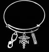 Nurse Hero RN Gift Stethoscope Caduceus Silver Expandable Charm Bracelet Adjustable One Size Fits All Nurse Gift