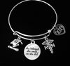 Graduating RN Nurse She Believed She Could So She Did Silver Expandable Charm Bracelet Adjustable Bangle Gift