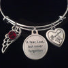 A Tear Lost but Never Forgotten Silver Expandable Charm Bracelet Adjustable Wire Bangle Memorial Gift