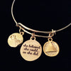 Gold AA Recovery She Believed She Could Expandable Charm Bracelet Adjustable Bangle Inspirational Meaningful