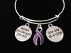 Recovery Purple Awareness Ribbon Adjustable Bracelet Expandable Silver Wire Bangle Trendy Gift 