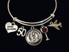 Air Force Plane Happy 50th Birthday Adjustable Bracelet Expandable Charm Bangle Gift Fighter Jet