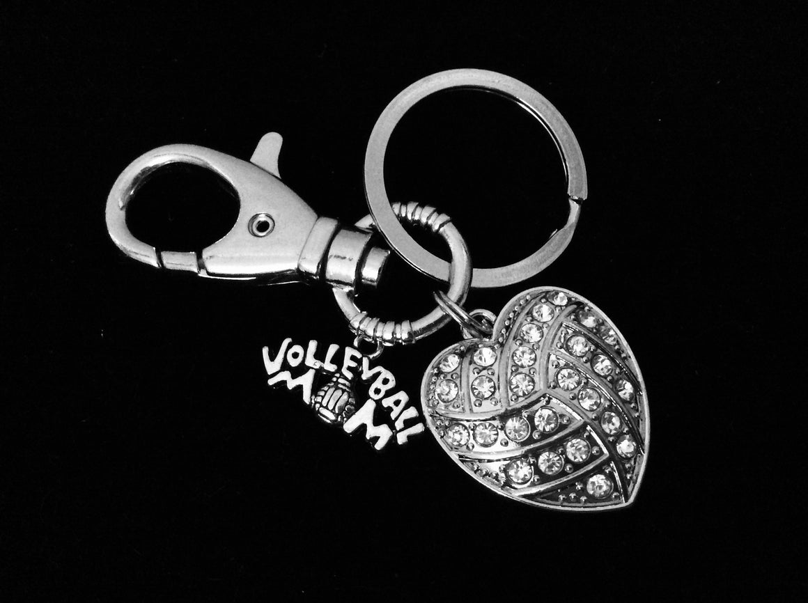 Volleyball Mom KeyChain Coach Gift Silver Key Ring Sports Team Gift