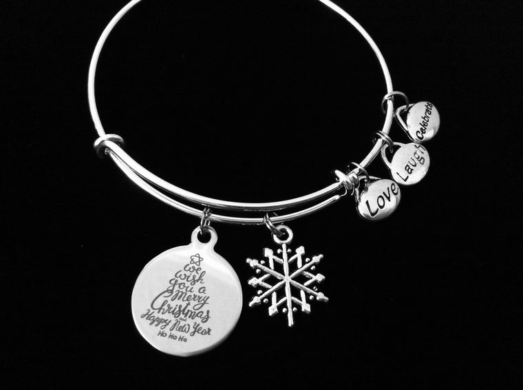 Merry Christmas Tree Love Laugh Celebrate Christmas Adjustable Bracelet Expandable Charm Bracelet Christmas Bangle Gift 2017 Trendy Christmas Jewelry