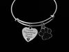 Pet Memorial Jewelry Dog or Cat Memory Bracelet Adjustable Bracelet Expandable Silver Charm Bangle Memorial Jewelry Paw Print