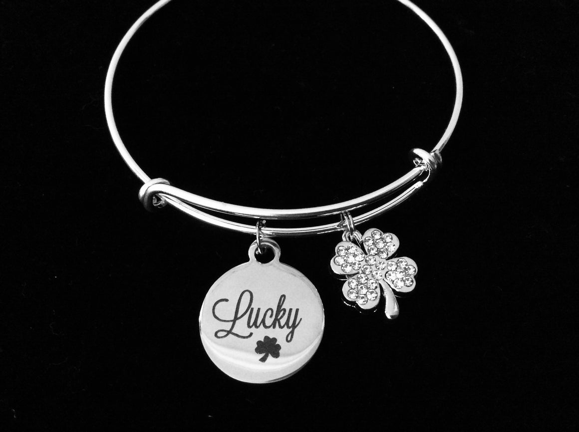 Lucky Four Leaf Clover Adjustable Bracelet Expandable Wire Bangle Stacking Shamrock Trendy Gift