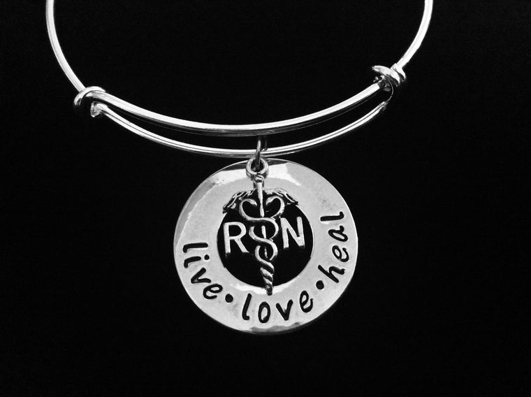 Nurse jewelry bracelet Live Love Heal RN
