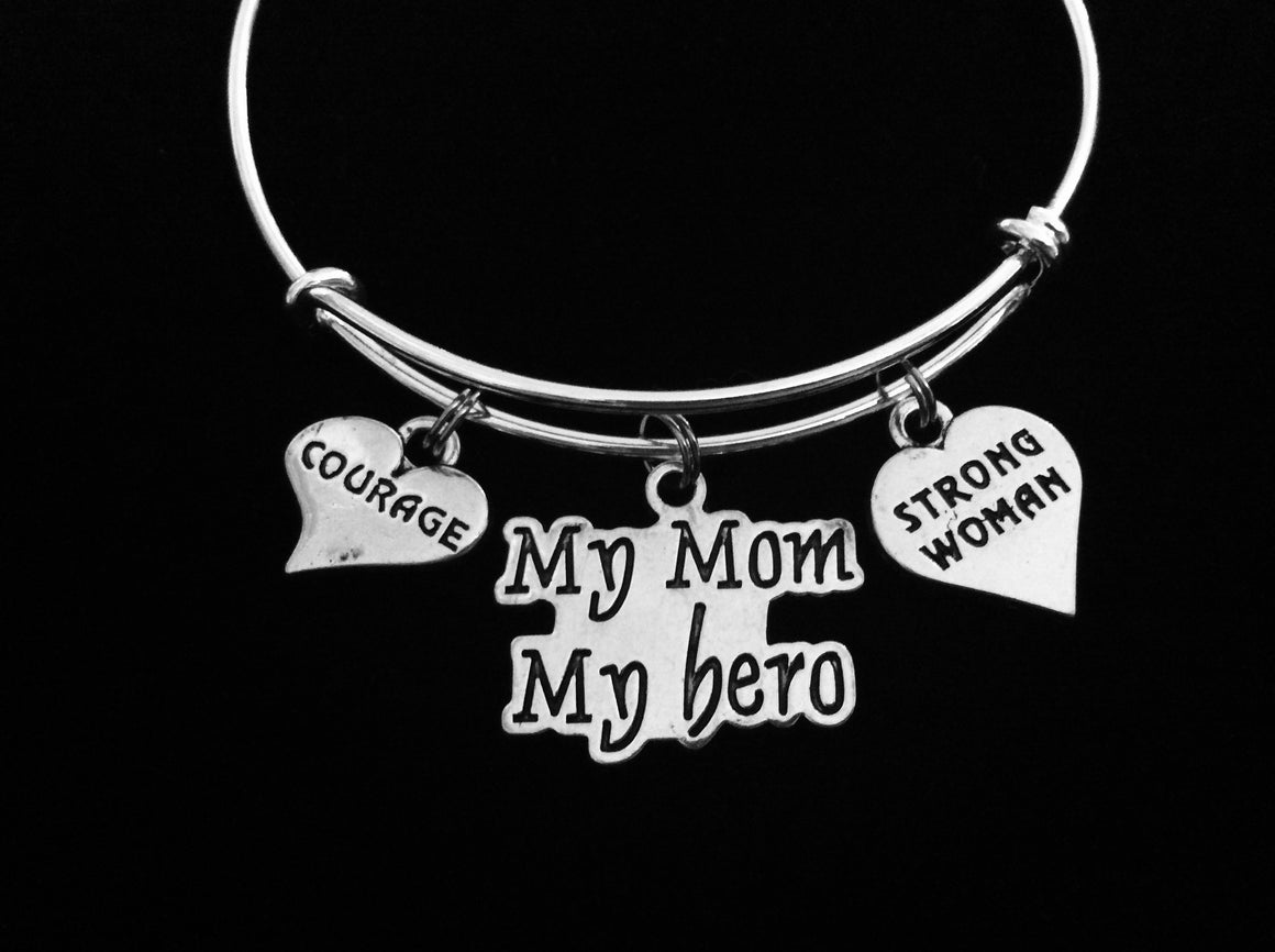 My Mom My Hero Courage Amazing Mom Expandable Charm Bracelet Adjustable Bangle Meaningful Gift