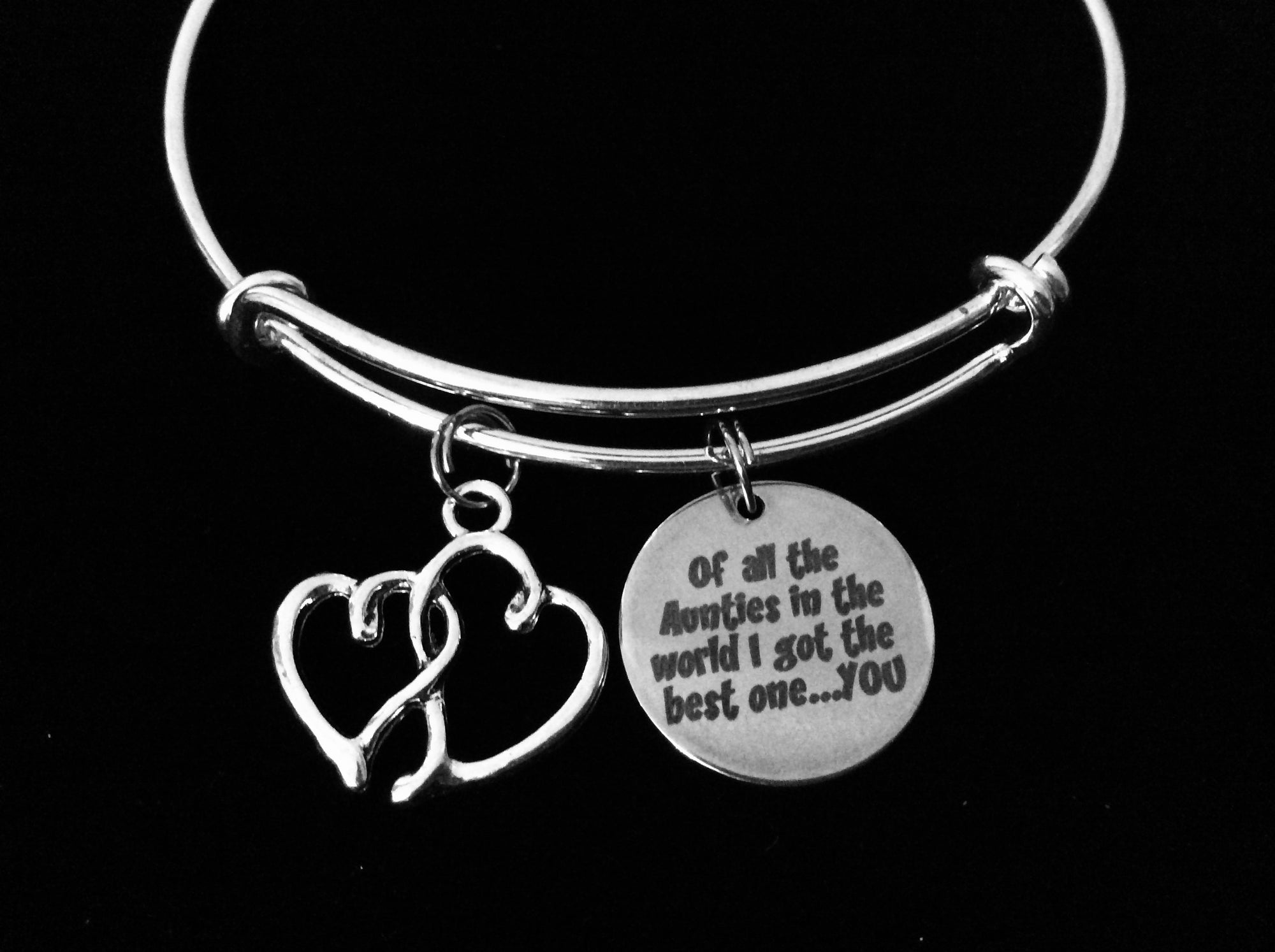The Best Auntie Gift Adjustable Bracelet Silver Expandable Charm Bracelet Bangle Aunt Trendy One Size Fits All