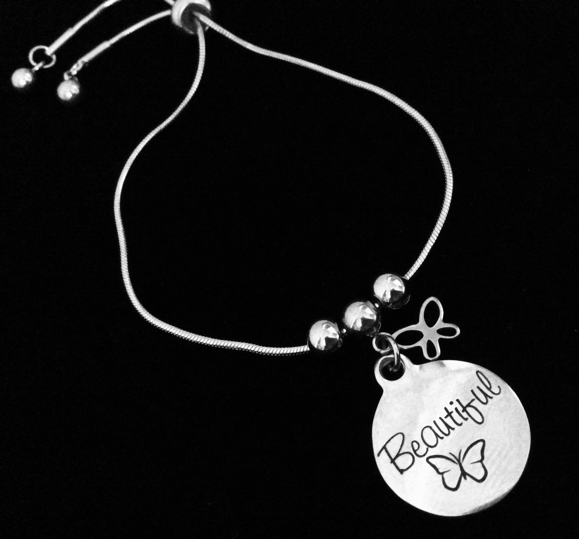Beautiful Butterfly Bolo Bracelet Stainless Steel Adjustable Bracelet Gift Message Charm Bracelet