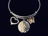 You are my Sunshine Adjustable Bracelet Expandable Silver Wire Bangle Butterfly Two Toned Silver and Gold
