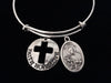 Fertility Jewelry Faith Hope Love Saint Gerard Adjustable Bracelet Expandable Charm Bracelet Double Sided Religious Jewelry Stacking Trendy