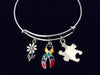 Autism Awareness Ribbon Expandable Charm Bracelet Adjustable Bracelet Multicolored Puzzle Piece Inspirational Gift