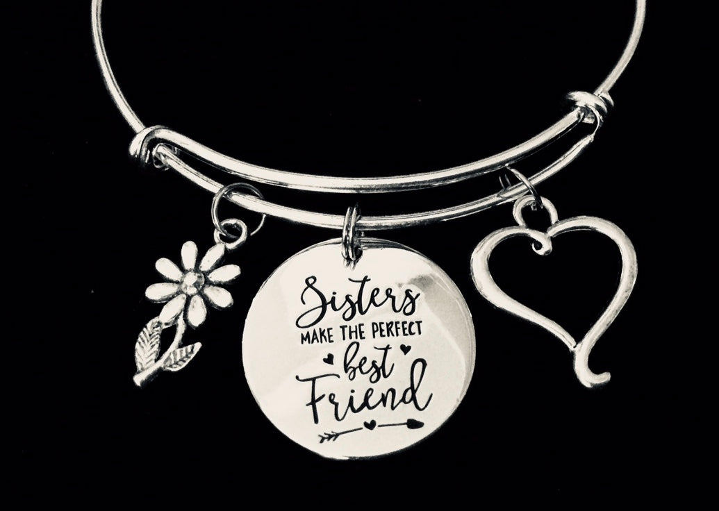 Sisters Make the Perfect Best Friends Adjustable Bracelet Silver Expandable Charm Bracelet Bangle Trendy Gift