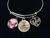 Mother 50 and Fabulous Happy Birthday 50th Expandable Charm Bracelet Silver Adjustable Bangle Gift