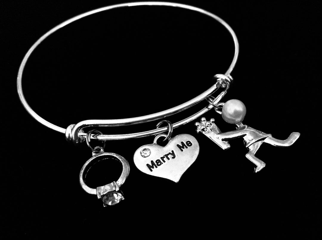 Marry Me Adjustable Bracelet Silver Expandable Charm Bracelet Bangle Engagement Ring Wedding Marriage Trendy Gift