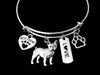 French Bulldog Dog Expandable Charm Bracelet Silver Adjustable Wire Bangle Gift Best Friend Paw Print Pet Animal Lover Jewelry Gift