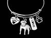 Greyhound Dog Expandable Charm Bracelet Silver Adjustable Wire Bangle Gift Best Friend Paw Print Pet Animal Lover Jewelry Gift