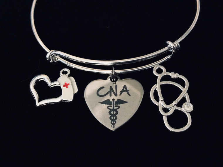 CNA Certified Nurse Assistant Expandable Bracelet Adjustable Wire Bangle Stethoscope Medical Gift Trendy Nurse Hat