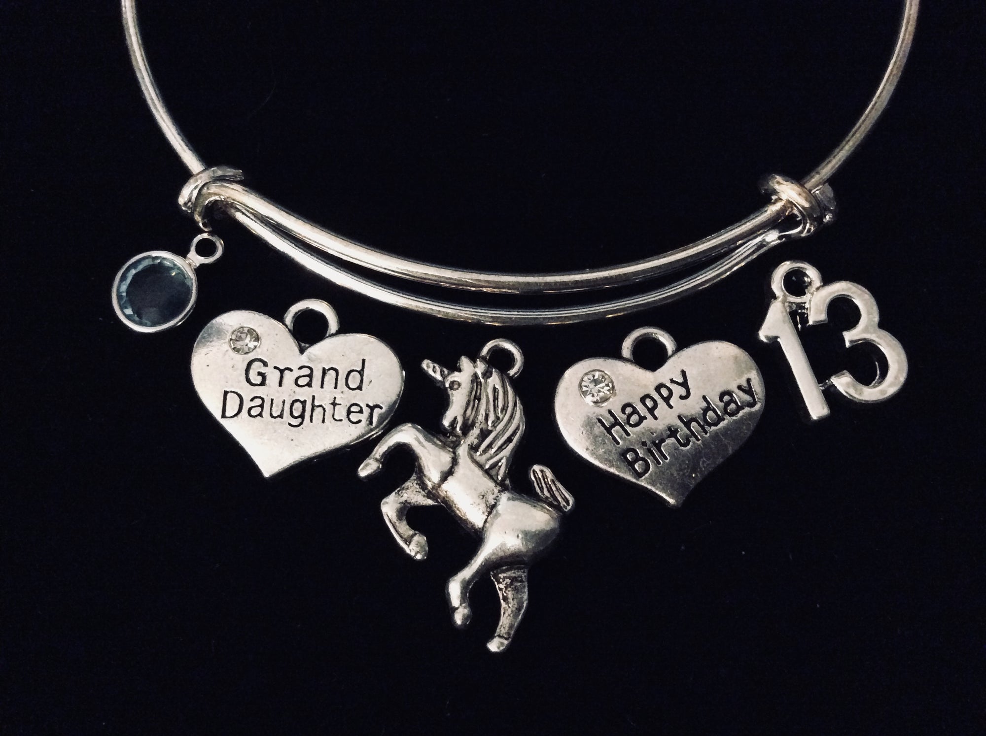 Unicorn Grand Daughter Jewelry Happy 13th Birthday Adjustable Bracelet Expandable Charm Bracelet Bangle Trendy Granddaughter Gift