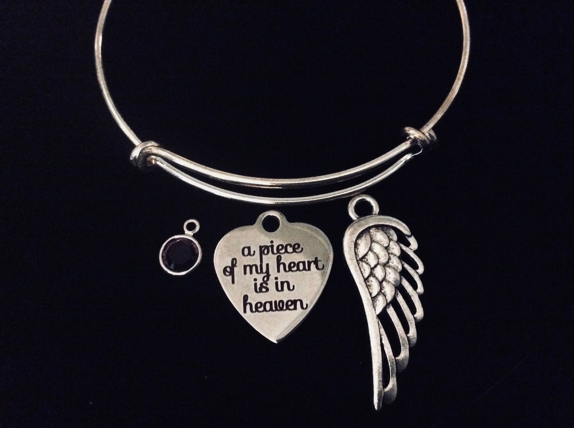 Memorial A Piece of My Heart is in Heaven Adjustable Bracelet Expandable Charm Bracelet Wire Bangle