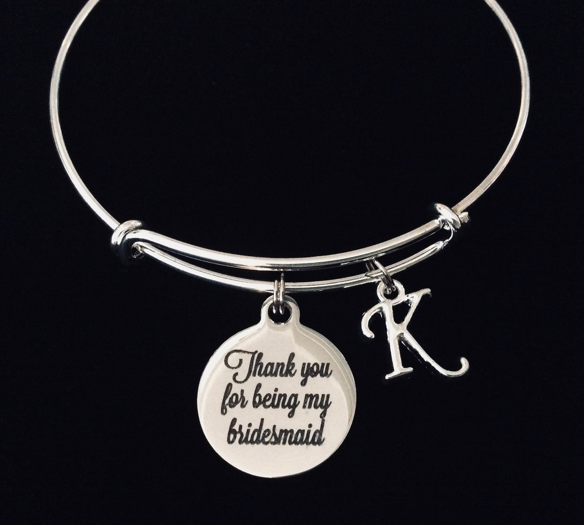 Thank You For Being My Bridesmaid Adjustable Bracelet Expandable Silver Wire Bangle Wedding Shower Bridal Trendy Proposal One Size Fits All Gift
