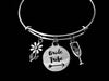 Bride Tribe Jewelry Expandable Charm Bracelet Adjustable Wire Bangle Wedding Shower Bridal Trendy One Size Fits All Gift Champagne Daisy Flower