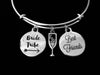 Best Friends Bride Tribe Jewelry Expandable Charm Bracelet Adjustable Wire Bangle Wedding Shower Bridal Trendy One Size Fits All Gift Champagne