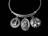 Confirmation Jewelry Saint Maria Goretti Expandable Charm Bracelet Silver Adjustable Bangle Medal Catholic Gift Dove