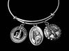 Confirmation Jewelry Saint Rita Expandable Charm Bracelet Silver Adjustable Bangle Medal Catholic Gift Dove