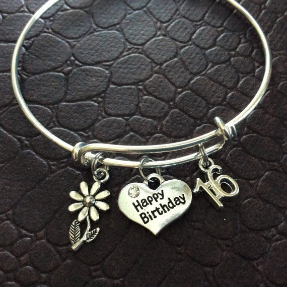 Happy 16th Birthday Expandable Charm Bracelet