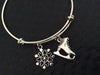 Ice Skating with Snowflake Charm on Expandable Adjustable Wire Bangle