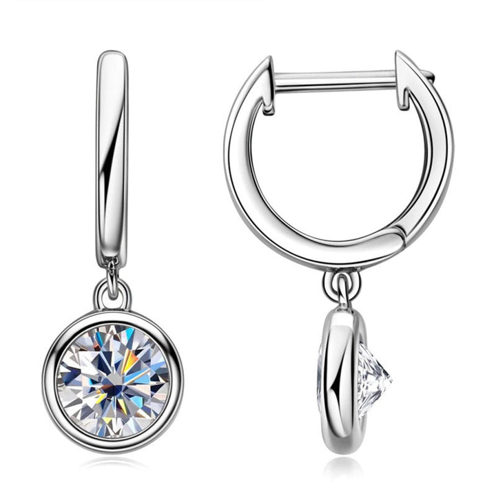 Moissanite Dangle Earrings 2 Carat TW Amazing Sparkle Moissanite 925 Sterling Silver White Gold Earrings