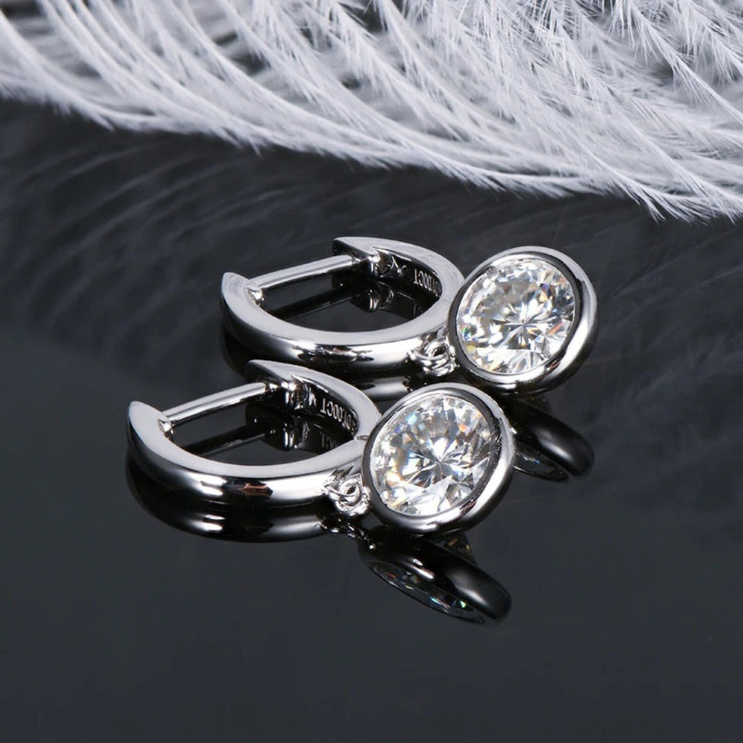 Moissanite Dangle Earrings 2 Carat TW Amazing Sparkle Moissanite 925 Sterling Silver White Gold Earrings