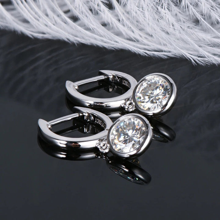 Moissanite Dangle Earrings 2 Carat TW Amazing Sparkle Moissanite 925 Sterling Silver White Gold Earrings