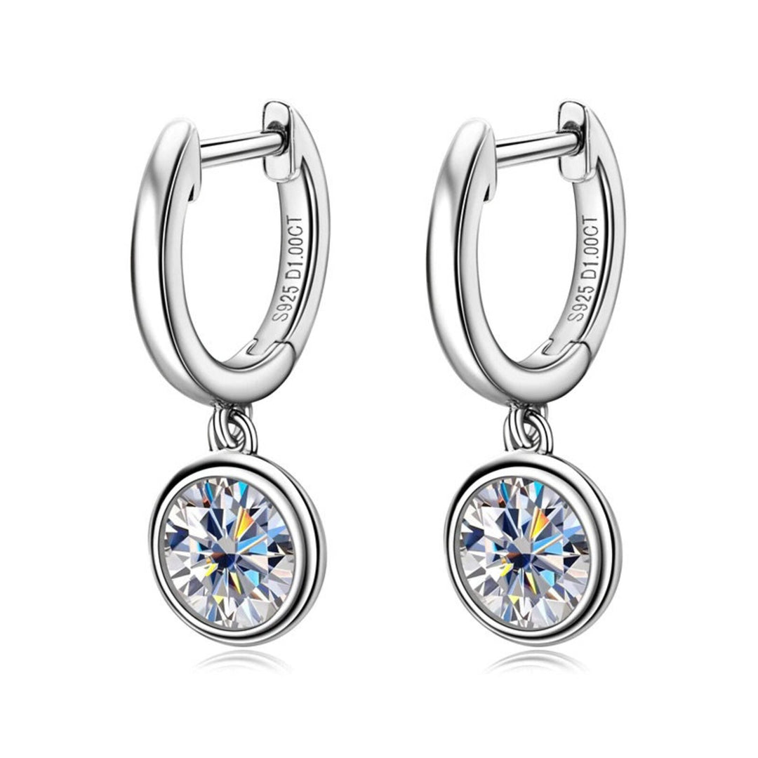 Moissanite Dangle Earrings 2 Carat TW Amazing Sparkle Moissanite 925 Sterling Silver White Gold Earrings