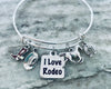 I Love Rodeo Charm Bracelet Rodeo Jewelry Rodeo Themed Gift