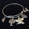 Halloween Themed Charm Bracelet Silver Expandable Bangle Costume Hostess Gift Adjustable Wire Trendy Stackable