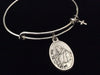 Patron Saint of Healing Saint Pio Rare Relic Medal Silver Expandable Bracelet Double Sided Catholic Adjustable Wire Bangle Stacking Trendy
