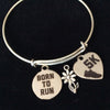 Born to Run 5K Stainless Steel Charms on Expandable Bracelet Adjustable Wire Bangle Trendy Gift