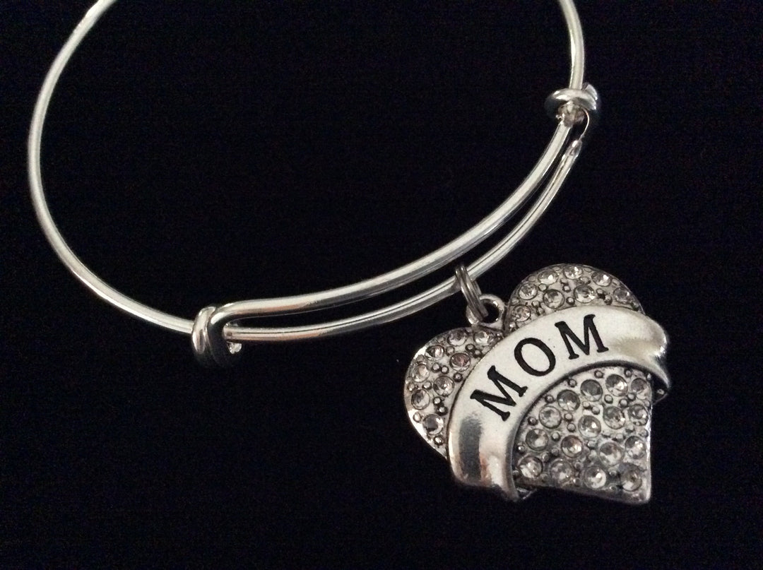 Mom Heart Expandable Charm Bracelet Adjustable Wire Bangle 