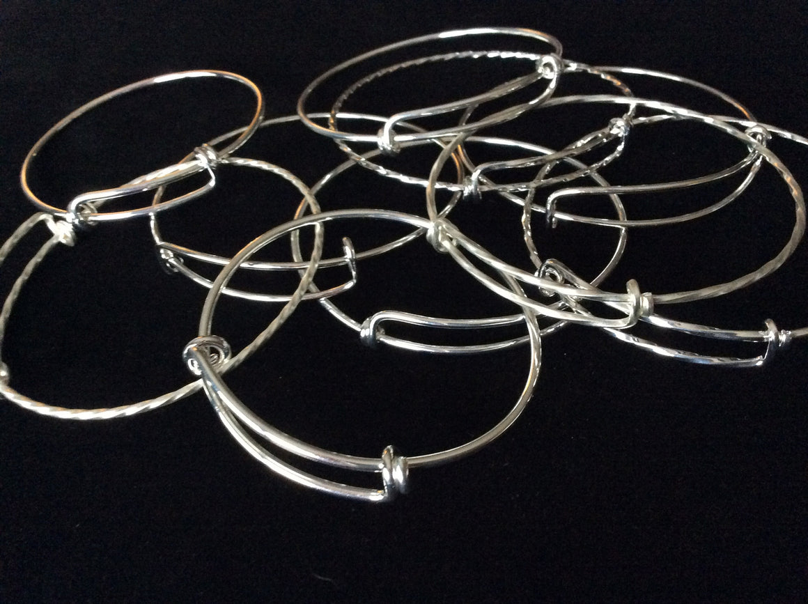 Expandable Adjustable Silver Wire Bangles